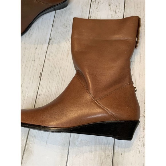 Vtg Amazonas Ladies 6.5 Brazil Brown 80’s 90’s Fold Over Leather Boots New‎ - Picture 5 of 8